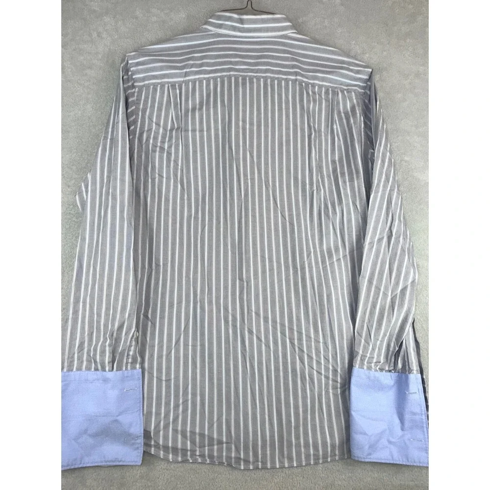 Banana Republic Fitted Mens XL 17-17.5 Dress Shirt Italian Stripe French Cuff